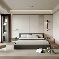 Elegant Modern Bedroom Interior Design With Large Window Gray Bed Wardrobe And Chair