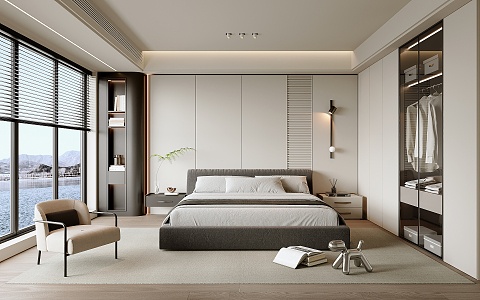 Modern Bedroom Cream Bedroom 3d model