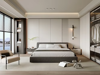Modern Bedroom Cream Bedroom 3d model