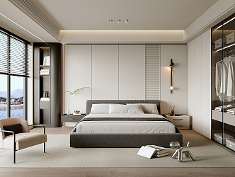 Modern Bedroom Cream Bedroom 3d model