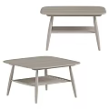 Modern Dining Table Set With Light Wood Top And Lower Shelf Design 3d model