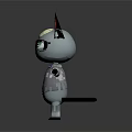 Cartoon Cat Character With Gray Body Vest Black Glasses Red Ears And Blue Tie