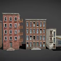 Cartoon City Scene With Various Colorful Buildings And Unique Architectural Details