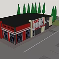 KFC Restaurant Exterior Design With Red And Gray Building And Signature Logo