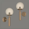 Stylish Wall Lamps with Golden Bracket and Textured Transparent Spherical Lampshade