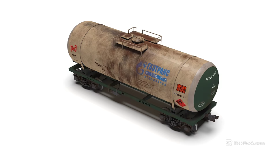 Industrial Railway Tanker Car For Shipping Transportation With Metal Body And Wheels 3d model 