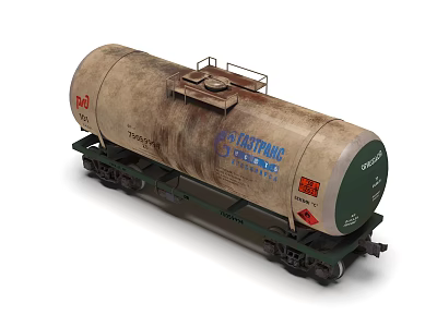 Industrial Railway Tanker Car For Shipping Transportation With Metal Body And Wheels 3d model