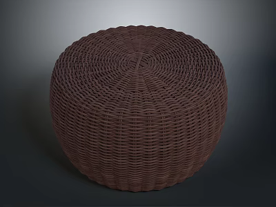 Woven Brown Round Stool With Intricate Spiral Texture For Home Decor 3d model