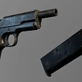 Two Vintage Pistols With Wooden Grips Metal Frames Classic Design And Worn Finish