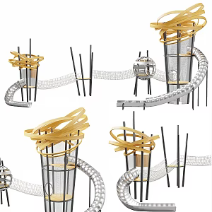 Entertainment space children's playground slide 3d model