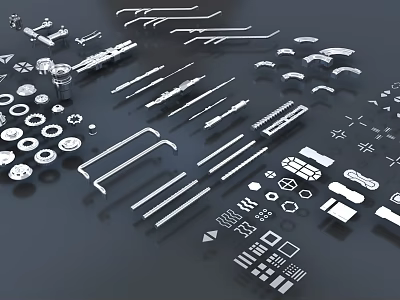 Assorted Metal Mechanical Parts Collection Including Screws Bolts Brackets And Washers 3d model