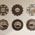 Wall Decor Showcasing Various Decorative Mirrors With Dark Frames And Different Shapes 3d model