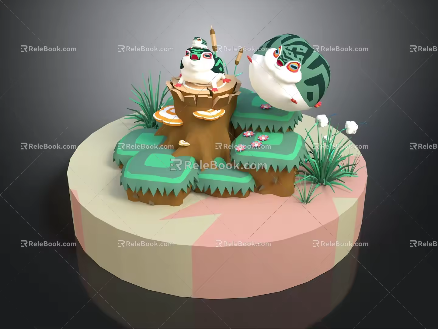 Frog Balloon Game Environment Game Scene Fairy Tale Magic Scene 3d model