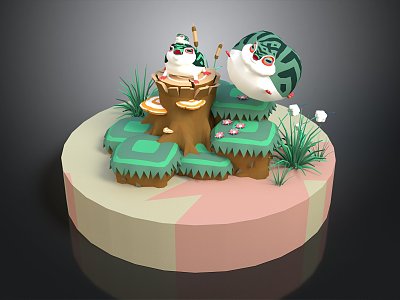 Frog Balloon Game Environment Game Scene Fairy Tale Magic Scene 3d model