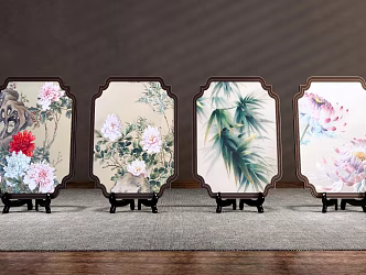 New Chinese Style Ornaments Combination of Suzhou Embroidery Crafts Intangible Cultural Heritage Suzhou Embroidery Ornaments Suzhou Embroidery Screen Ornaments Suzhou Embroidery Table Ornaments Manual Embroidery Display 3d model