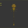 Ornate Golden Staff Weapon With Black Shaft And Intricate Top Design