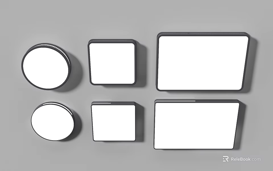 Multiple Modern Minimalist Ceiling Lights With Circular And Square Sleek Design On Gray Background 3d model