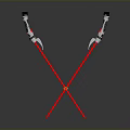 Red Ski Poles Crossed Design With Black And Silver Components