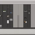 Modern Bookcase With Built in Lighting and Various Compartments for Books and Decor Items
