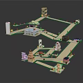 Modern City 3D Model Layout With Roads Buildings Vehicles And Green Areas