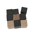 Modern Geometric Coffee Table Featuring Black and Light Colored Wooden Blocks Minimalist Interlocking Design 3d model