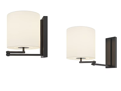 Modern Wall Lamps With White Shades And Dark Sleek Fixtures Design 3d model