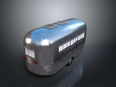 Modern Silver Metallic Streamlined Bus With Side Windows Twin Roof Vents And Wheels 3d model