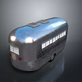 Modern Silver Metallic Streamlined Bus With Side Windows Twin Roof Vents And Wheels