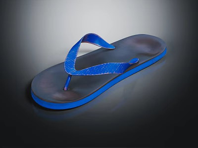 Comfortable Blue Flip Flops With Polka Dot Straps And Non Slip Rubber Sole 3d model