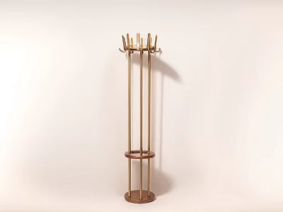 Decorative Ornament Set Floor Standing Golden Metal Structure With Wooden Base For Modern Home Interior 3d model