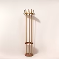Decorative Ornament Set Floor Standing Golden Metal Structure With Wooden Base For Modern Home Interior