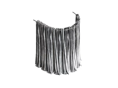 Modern Gray Gradient Velvet Curtain With Soft Pleated Design And Elegant Drapery 3d model