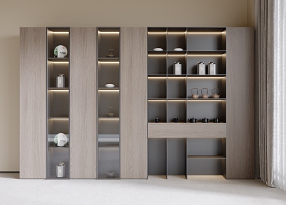 Bookcase Wine Cabinet Whole Wall Cabinet 3d model