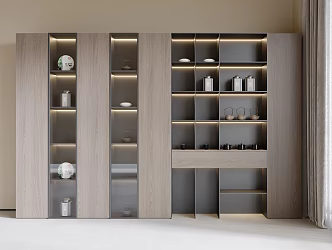 Bookcase Wine Cabinet Whole Wall Cabinet 3d model
