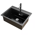 Modern Black Kitchen Sink Design With Single Faucet And Drain Hole