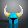 Stylish Blue Decorative Helmet With White Horns And Yellow Accent Rings