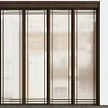Modern Sliding Doors With Wooden Frame And Vertical Frosted Glass Panels