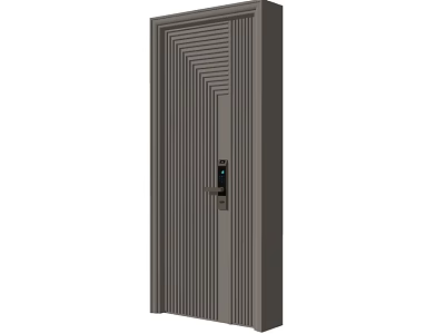 Modern Security Door With Vertical Stripes And Electronic Lock Design 3d model