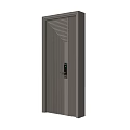 Modern Security Door With Vertical Stripes And Electronic Lock Design