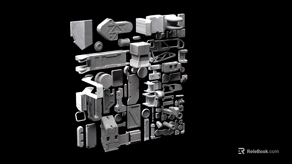 Diverse Industrial Equipment Collection With Mechanical Parts Tools And Machinery Elements 3d model 