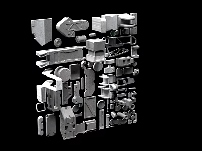 Diverse Industrial Equipment Collection With Mechanical Parts Tools And Machinery Elements 3d model