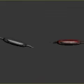 Two Tactical Knives With Dark And Red Handles Blood Stained Design Sharp Blades