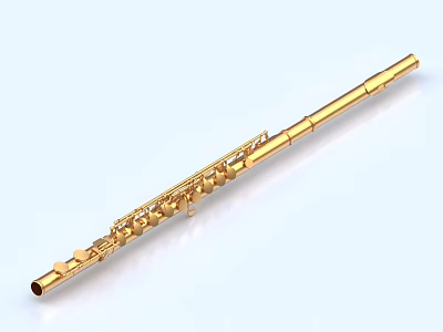 High Quality Golden Flute Musical Instruments And Art Supplies For Performers 3d model