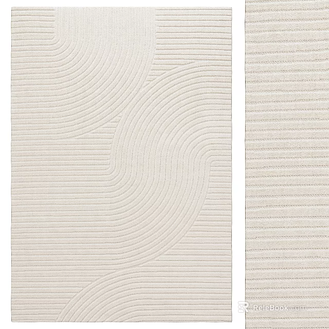 Modern Square Rug Featuring Wavy Lines And Striped Patterns In Light Color Design 3d model