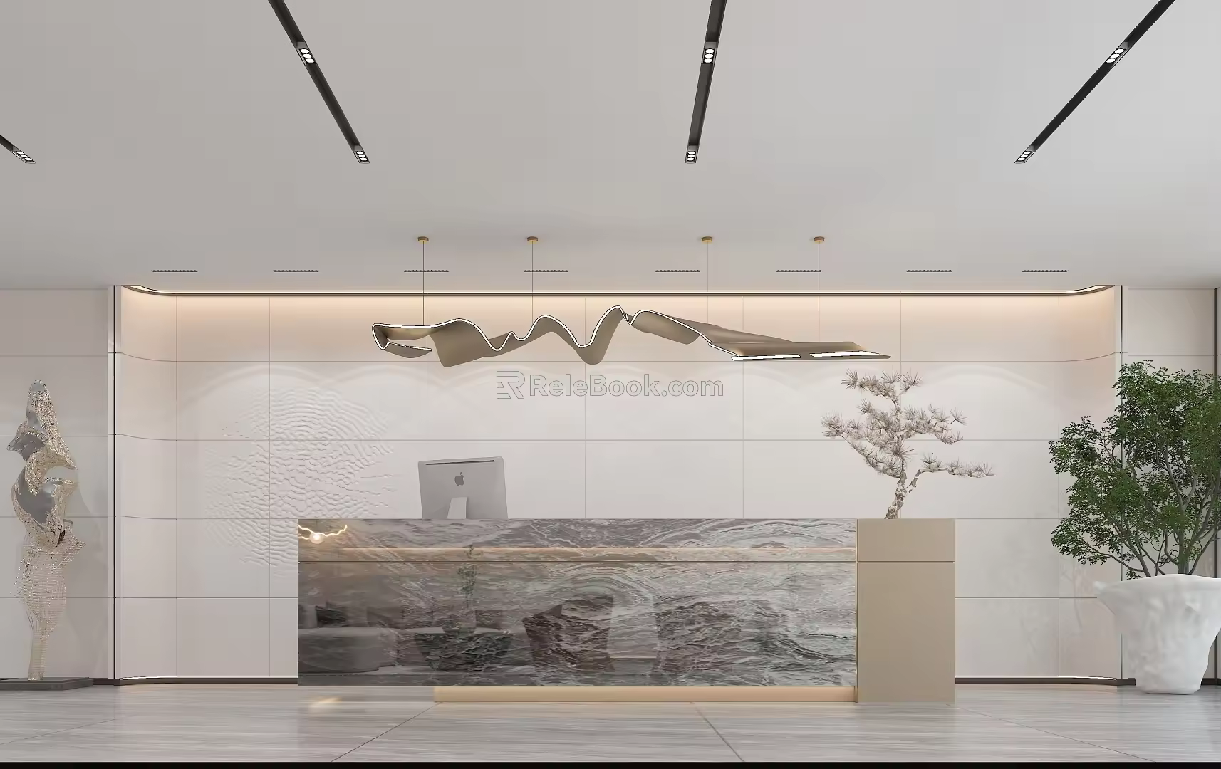 Modern Front Desk Company Front Desk Reception Lobby 3d model