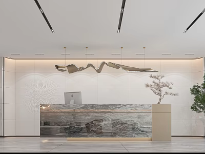 Modern Front Desk Company Front Desk Reception Lobby 3d model