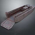 Rusty Ship With Lowered Ramp And Open Hold 3d model