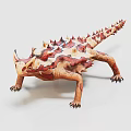 Realistic Reptile Model Featuring Spiked Back Horned Head And Reddish Brown White Patterns 3d model