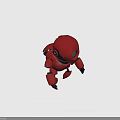 Red Robot 3D Character Design With Round Head Single Eye And Mechanical Limbs 3d model