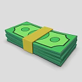 Everyday Essential Stack of Green Banknotes Tied with Yellow Strap